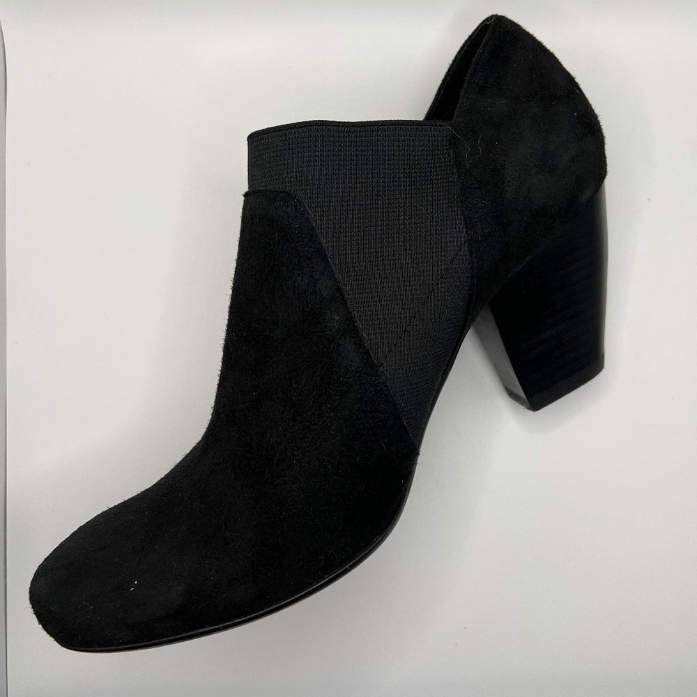Van Eli Black Suede Heeled Ankle Bootie